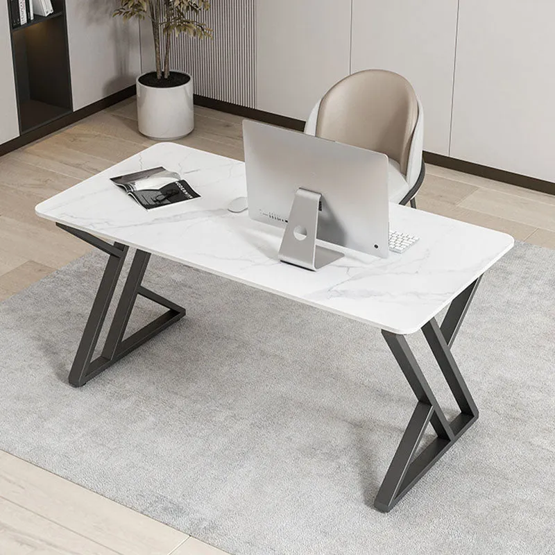 Bureau rectangulaire de bureau sur traîneau de 30 pouces de hauteur avec pieds en fer pour le bureau Clearhalo