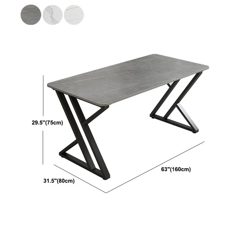 Bureau rectangulaire de bureau sur traîneau de 30 pouces de hauteur avec pieds en fer pour le bureau Clearhalo