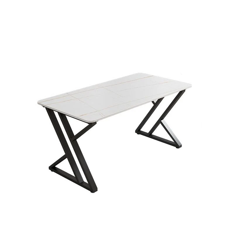 Bureau rectangulaire de bureau sur traîneau de 30 pouces de hauteur avec pieds en fer pour le bureau Clearhalo