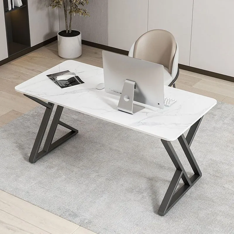 Bureau rectangulaire de bureau sur traîneau de 30 pouces de hauteur avec pieds en fer pour le bureau Clearhalo