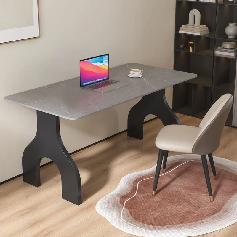 Bureau rectangulaire contemporain avec finition antique et pieds en métal Clearhalo