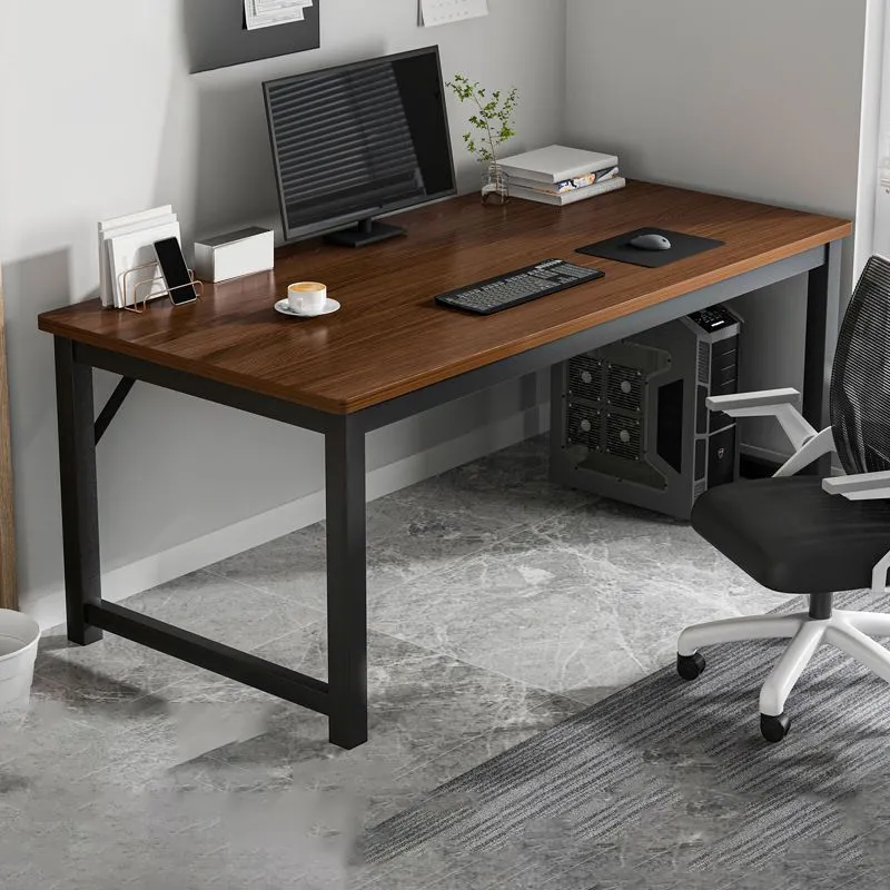 Bureau rectangulaire contemporain en bois d'ingénierie, bureau à Base en forme de H pour le bureau à domicile Clearhalo