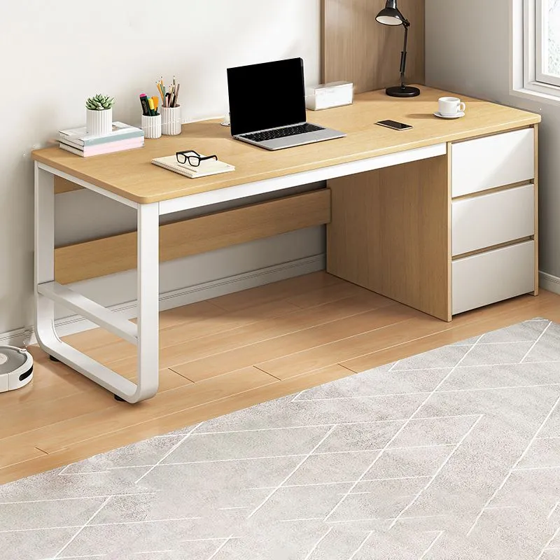 Bureau rectangulaire contemporain en bois d'ingénierie pour chambre à coucher, bureau avec tiroirs Clearhalo