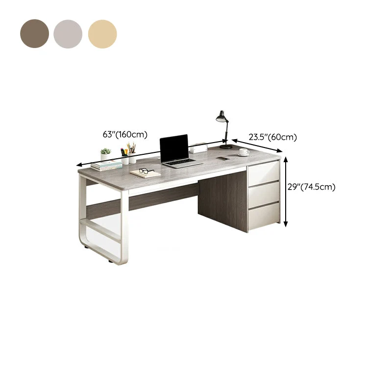 Bureau rectangulaire contemporain en bois d'ingénierie pour chambre à coucher, bureau avec tiroirs Clearhalo