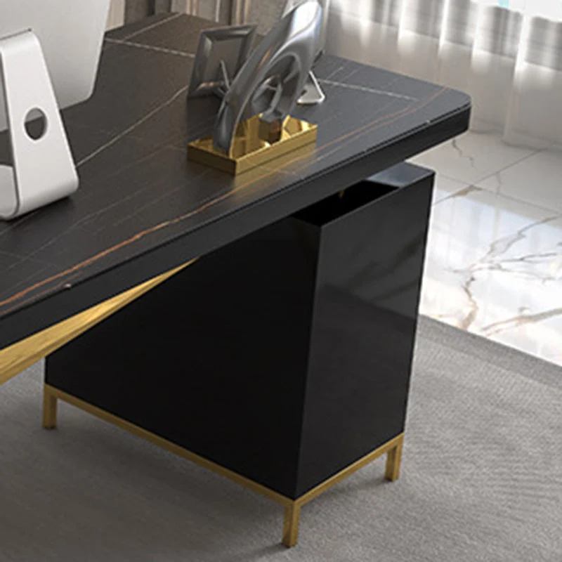 Bureau rectangulaire Glam en marbre, bureau d'écriture en bois massif pour la maison Clearhalo