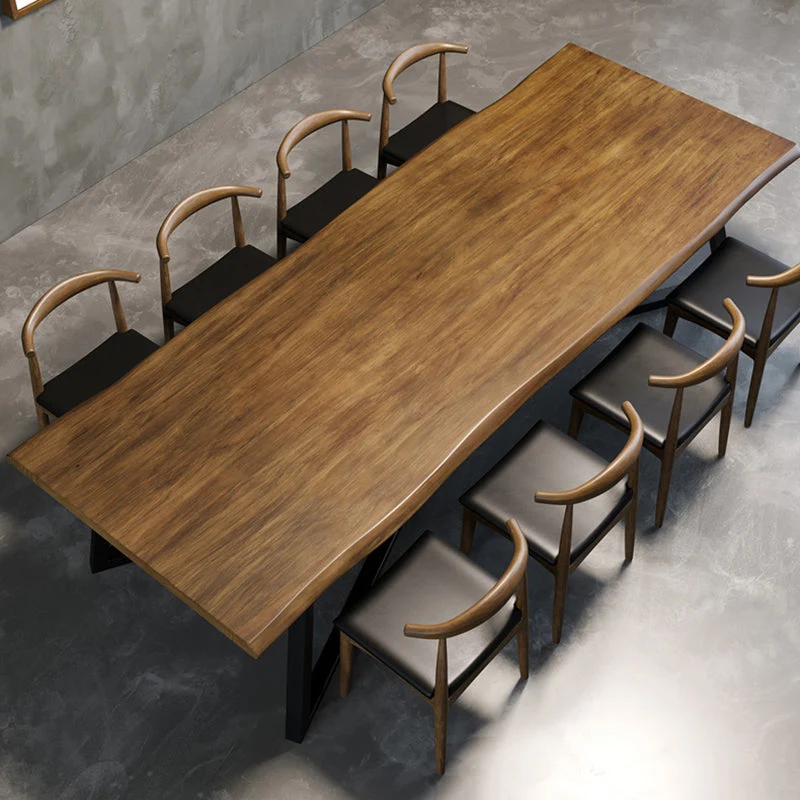 Bureau rectangulaire industriel en bois de pin avec base en métal noir Clearhalo