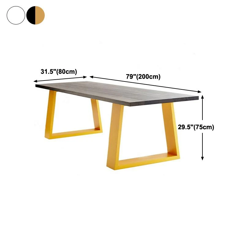 Bureau rectangulaire industriel en bois de pin avec traîneau en métal Clearhalo