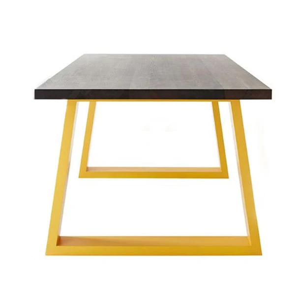 Bureau rectangulaire industriel en bois de pin avec traîneau en métal Clearhalo