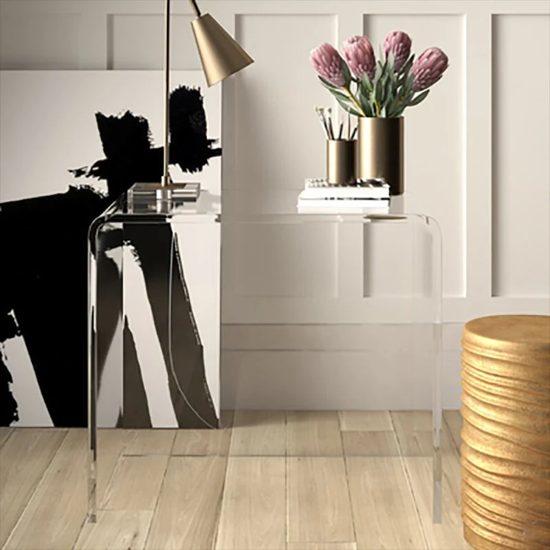 Bureau rectangulaire à la maison, bureau d'écriture en acrylique de Style moderne Clearhalo