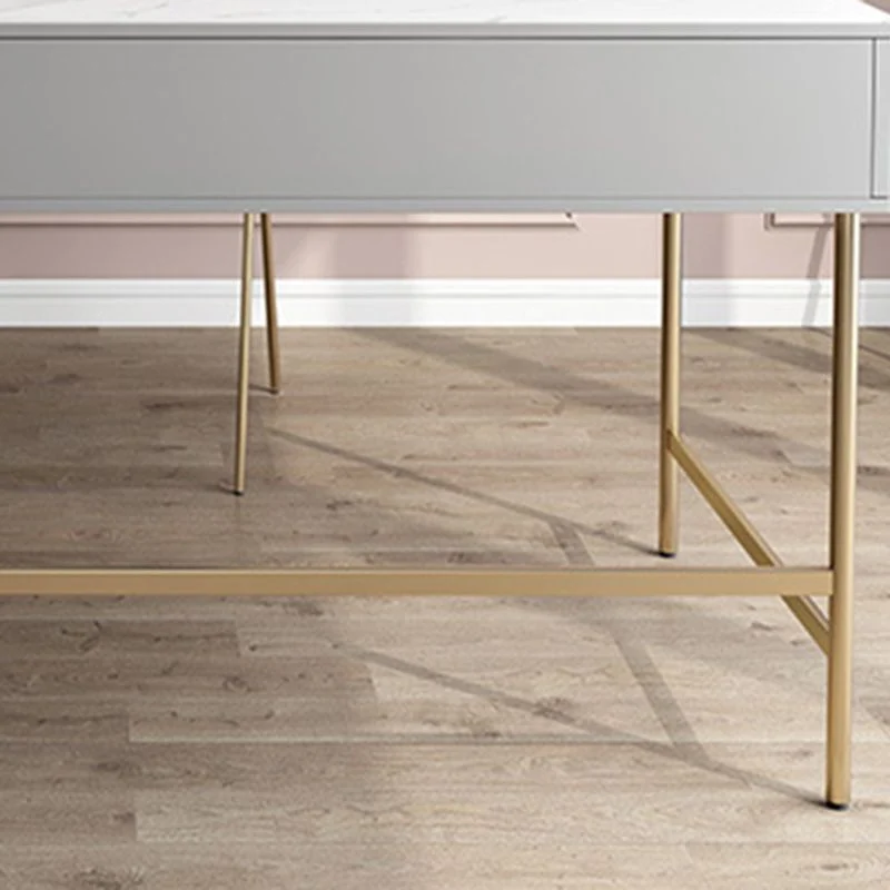 Bureau rectangulaire en marbre, bureau d'écriture Glam en bois massif pour la maison Clearhalo