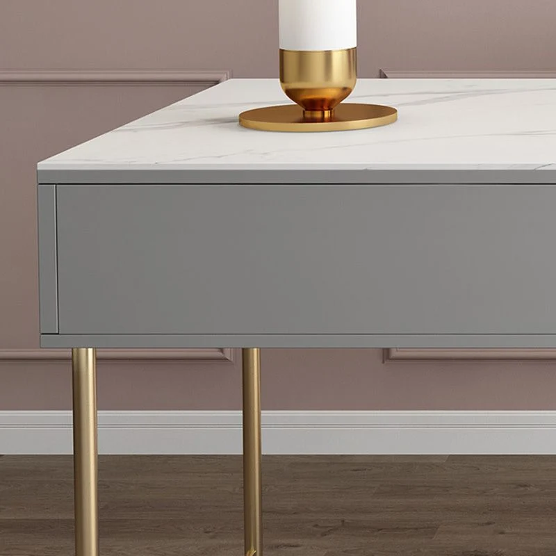 Bureau rectangulaire en marbre, bureau d'écriture Glam en bois massif pour la maison Clearhalo