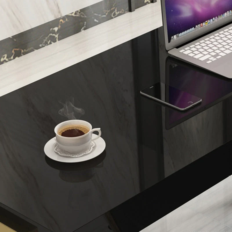 Bureau rectangulaire en marbre, bureau d'écriture moderne en forme de H pour la maison Clearhalo