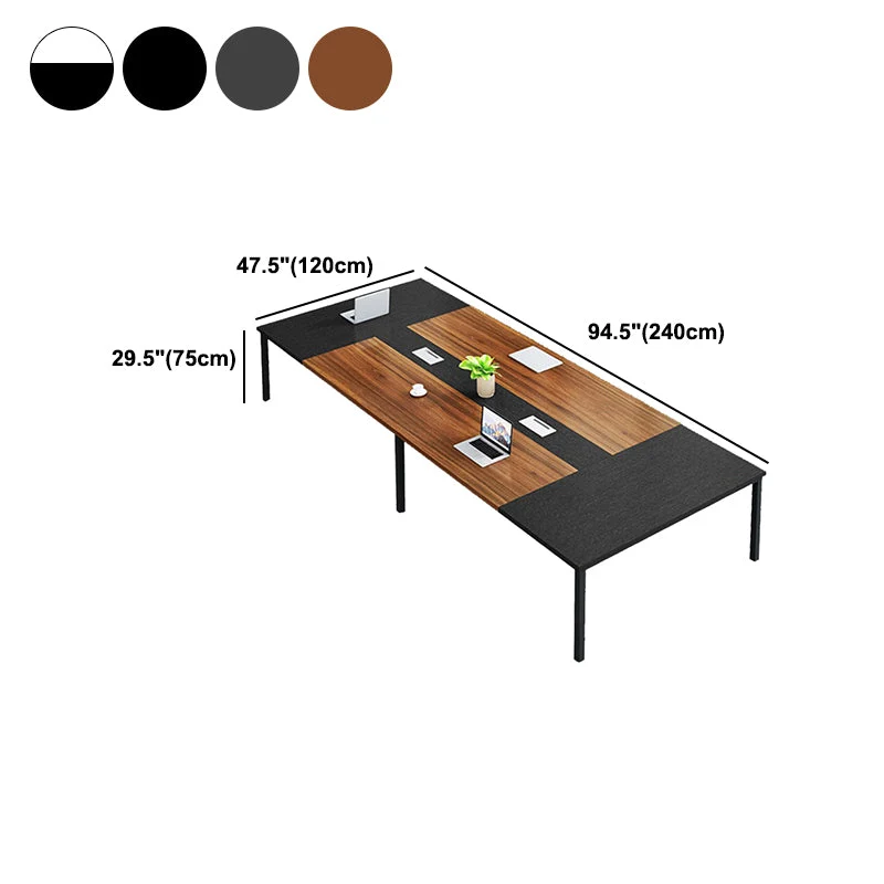 Bureau rectangulaire moderne avec pieds en métal, bureau en bois manufacturé pour la maison Clearhalo