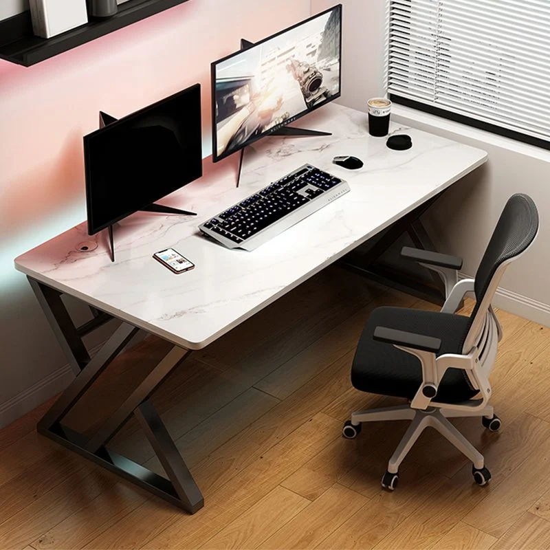 Bureau rectangulaire moderne en bois artificiel avec base luge Clearhalo
