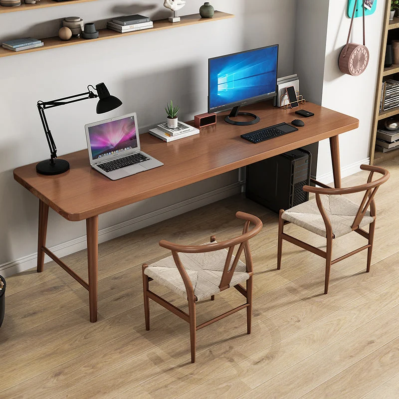 Bureau rectangulaire moderne en bois massif, bureau d'écriture pour la maison Clearhalo