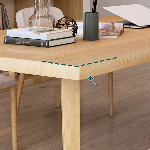 Bureau rectangulaire moderne, bureau d'écriture en bois massif avec traîneau naturel Clearhalo
