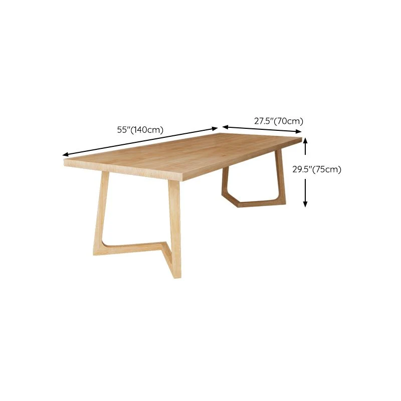 Bureau rectangulaire moderne, bureau d'écriture en bois massif avec traîneau naturel Clearhalo