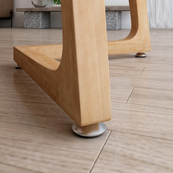 Bureau rectangulaire moderne, bureau d'écriture en bois massif avec traîneau naturel Clearhalo