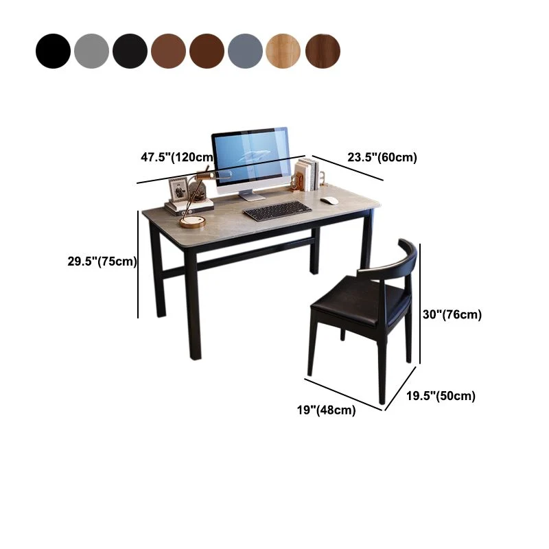 Bureau rectangulaire moderne en marbre bureau d'écriture en bois massif Clearhalo