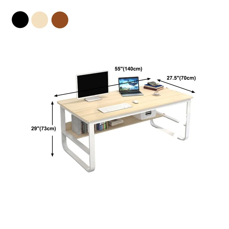 Bureau rectangulaire en métal et bois pour chambre à coucher Clearhalo