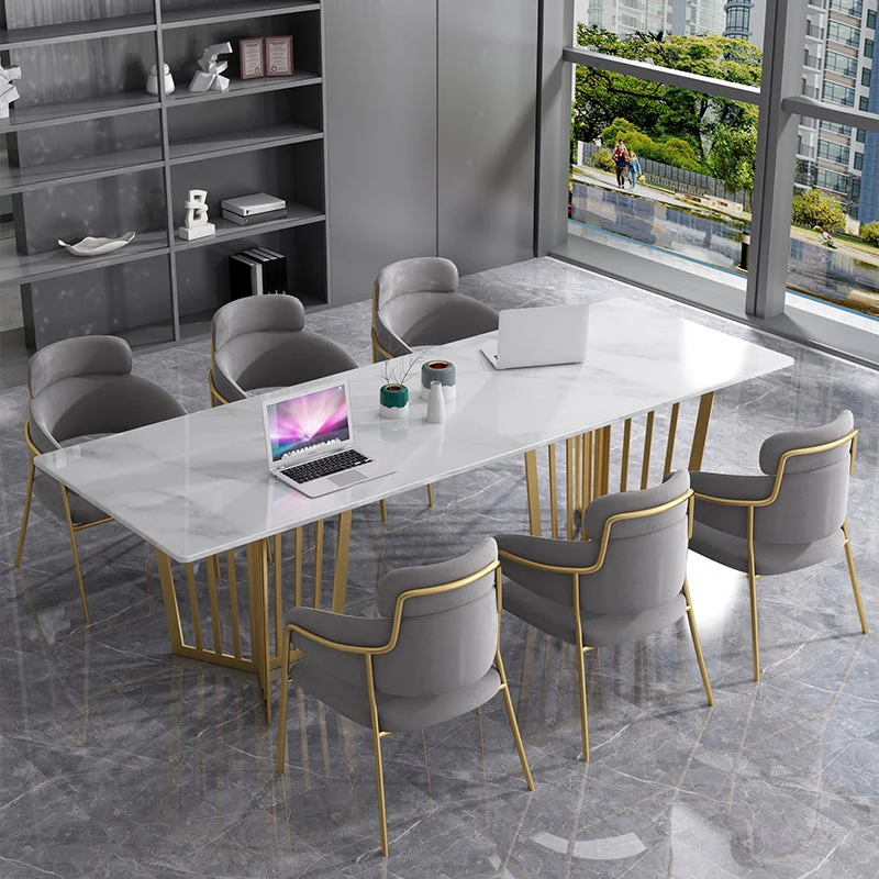 Bureau rectangulaire en métal contemporain avec base en épingle à cheveux Clearhalo