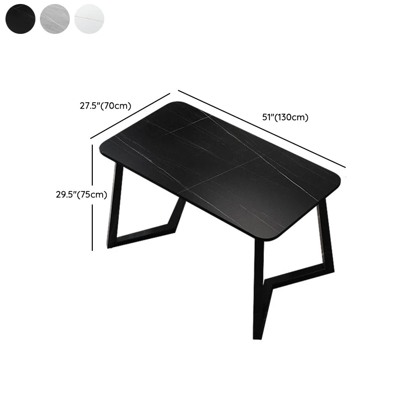 Bureau rectangulaire en pierre, bureau d'écriture de style moderne avec pieds en fer Clearhalo