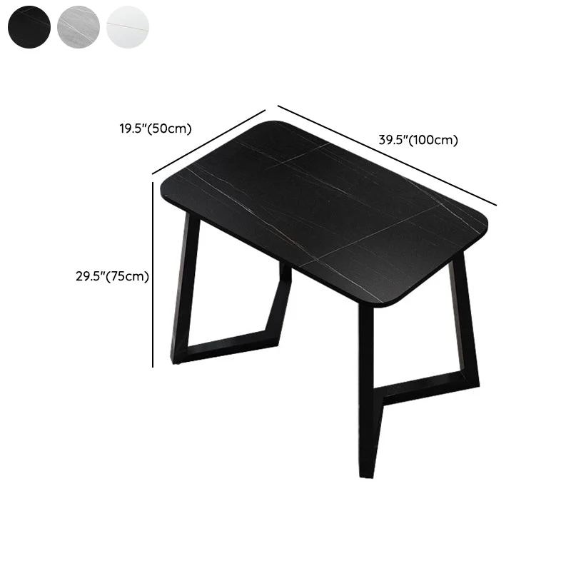Bureau rectangulaire en pierre, bureau d'écriture de style moderne avec pieds en fer Clearhalo