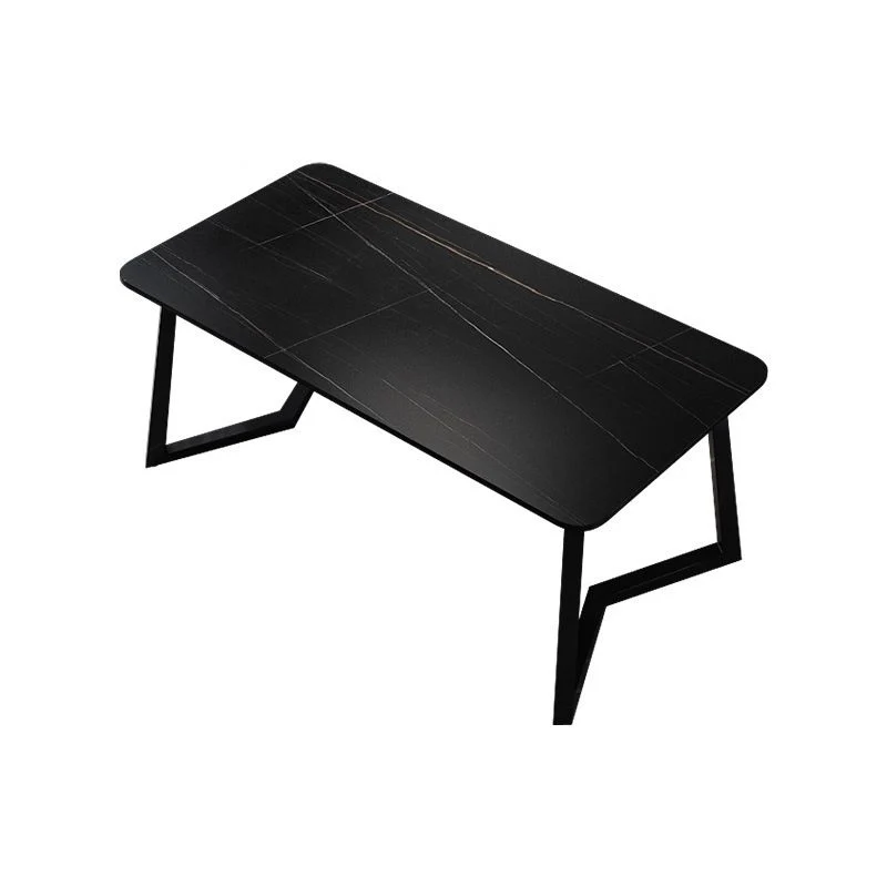 Bureau rectangulaire en pierre, bureau d'écriture de style moderne avec pieds en fer Clearhalo