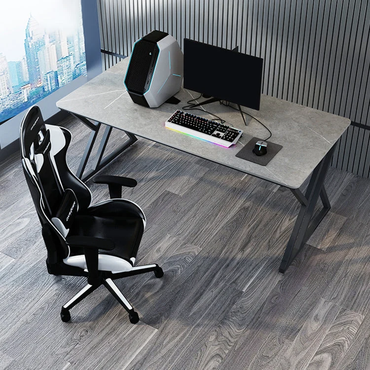 Bureau rectangulaire en pierre de style contemporain avec base luge Clearhalo