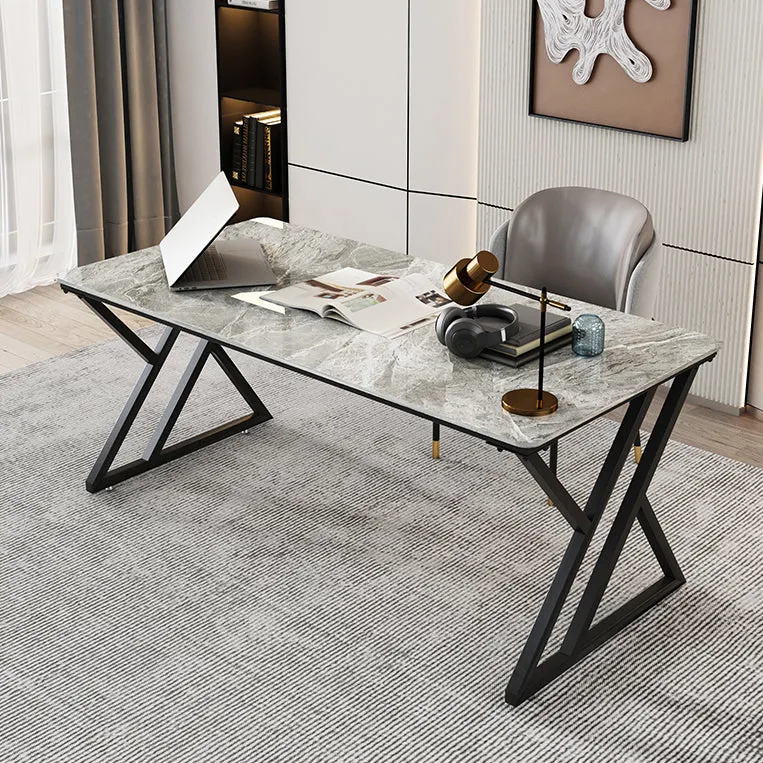 Bureau rectangulaire en pierre de style contemporain avec base luge Clearhalo