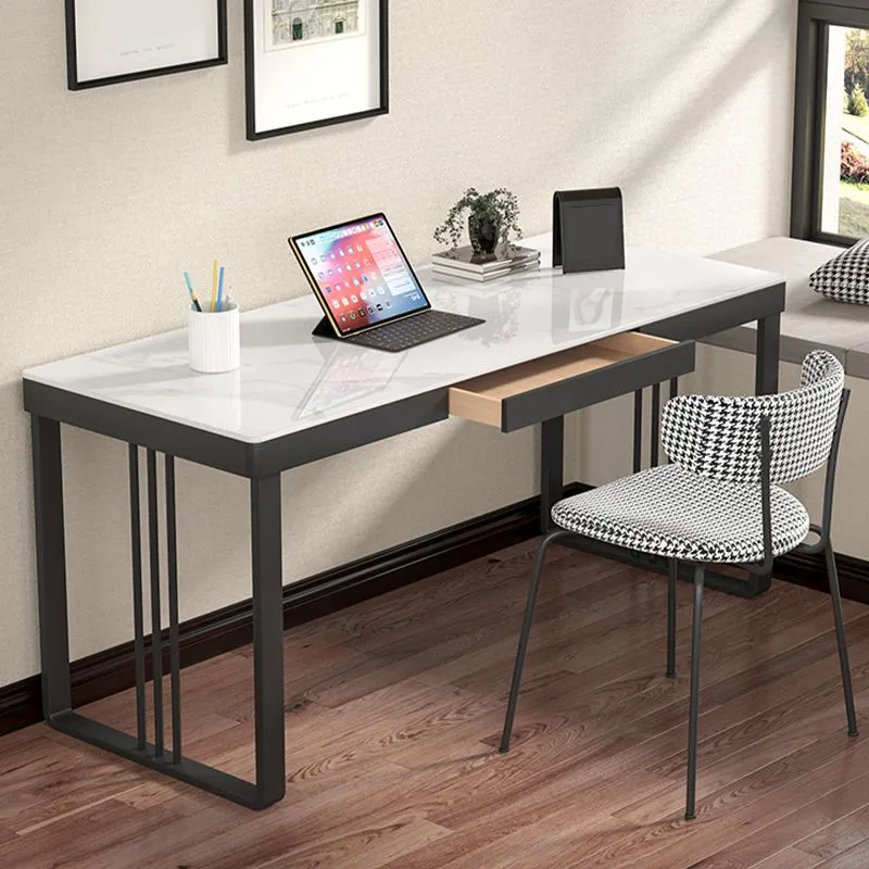 Bureau rectangulaire en pierre de style industriel avec 1 tiroir Clearhalo