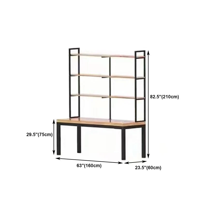 Bureau rectangulaire en pin avec plateau en bois massif et pieds en métal noir Clearhalo