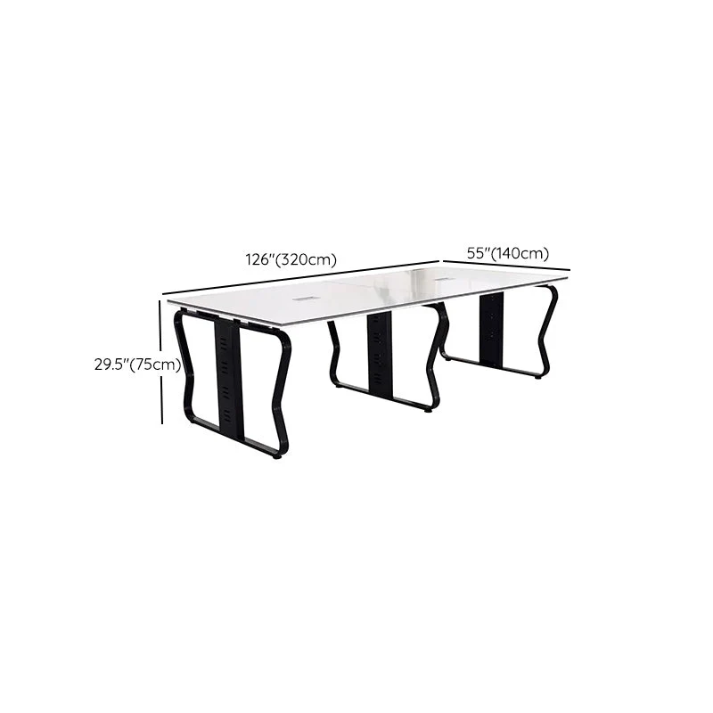Bureau de réunion en bois de forme rectangulaire de table de bureau de style moderne Clearhalo
