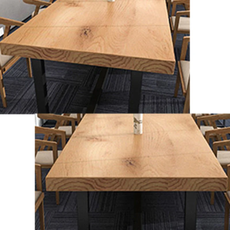 Bureau de réunion à domicile en bois massif, Table fixe de bureau rectangulaire industriel Clearhalo