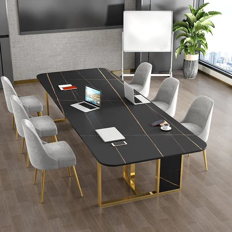 Bureau de réunion industriel en pierre frittée de table de bureau de rectangle Clearhalo