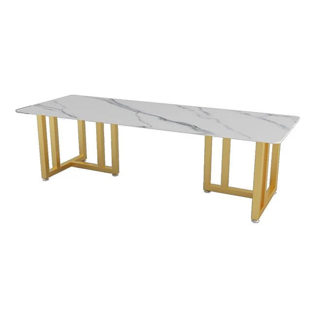 Bureau de réunion en pierre agglomérée moderne de forme incurvée par table d'étude de bureau Clearhalo