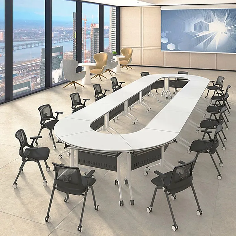 Bureau de salle de réunion moderne bureau d'écriture pliant de 29,5 pouces de hauteur Clearhalo