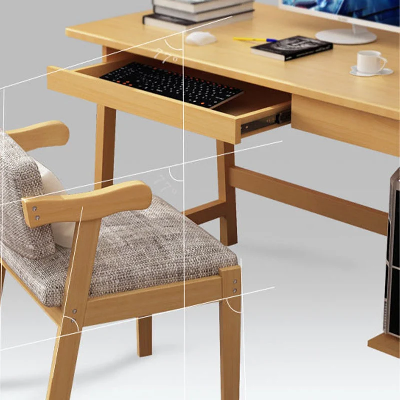 Bureau scandinave en bois massif, bureau d'écriture avec tiroir simple Clearhalo