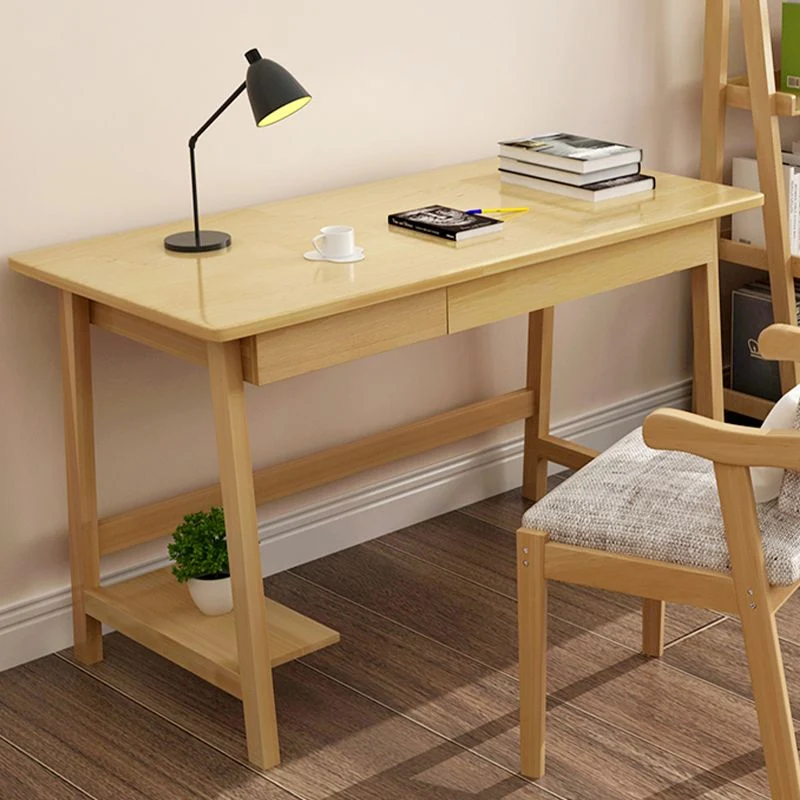 Bureau scandinave en bois massif, bureau d'écriture avec tiroir simple Clearhalo