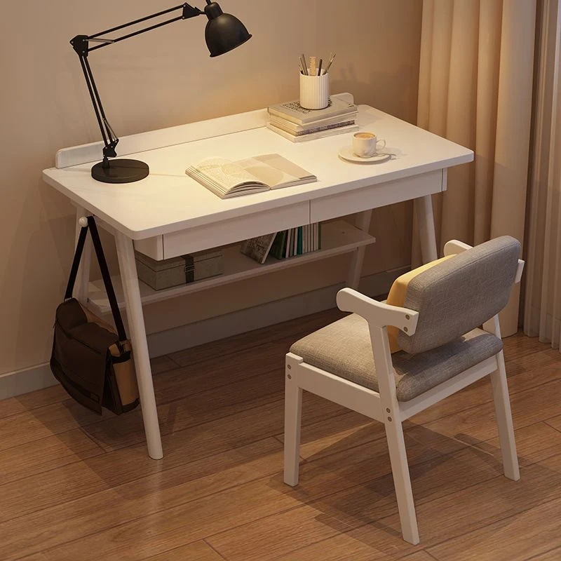 Bureau scandinave en bois massif Bureau Parsons Home avec étagère Clearhalo