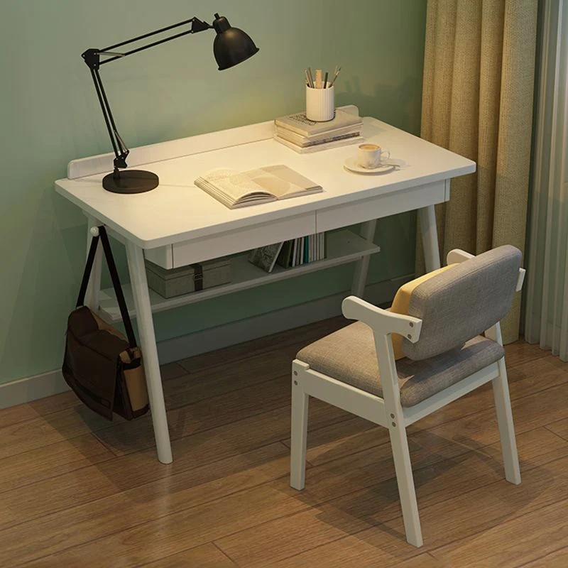 Bureau scandinave en bois massif Bureau Parsons Home avec étagère Clearhalo
