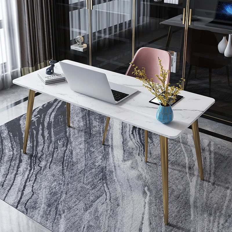 Bureau secrétaire rectangulaire Glam de 29 po de hauteur avec pieds en métal Clearhalo