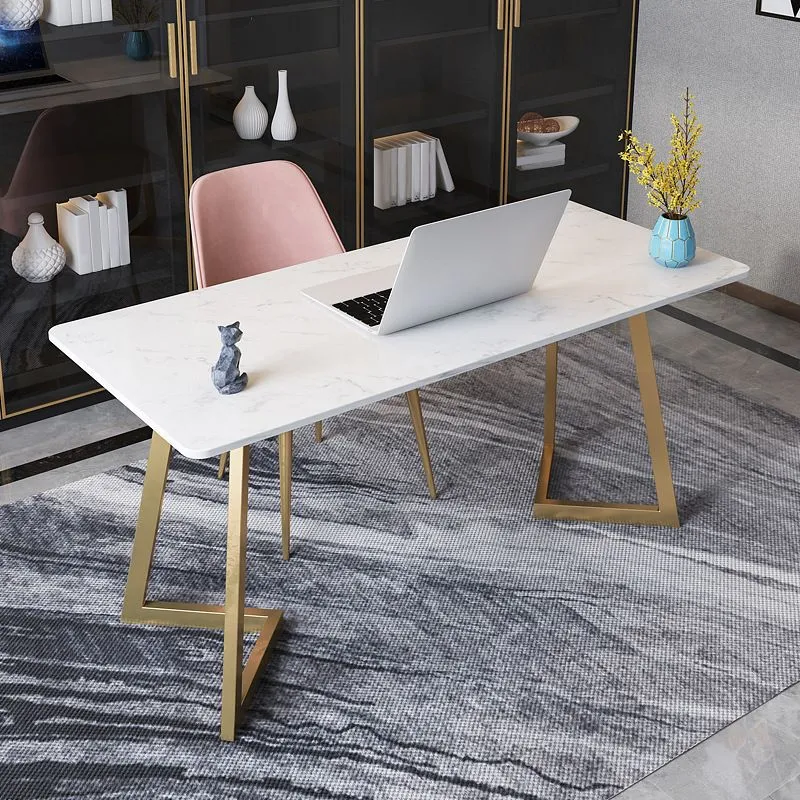 Bureau secrétaire rectangulaire Glam de 29 po de hauteur avec pieds en métal Clearhalo