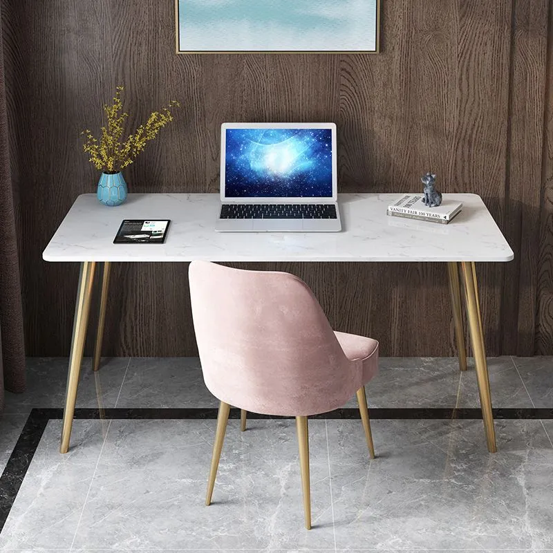 Bureau secrétaire rectangulaire Glam de 29 po de hauteur avec pieds en métal Clearhalo
