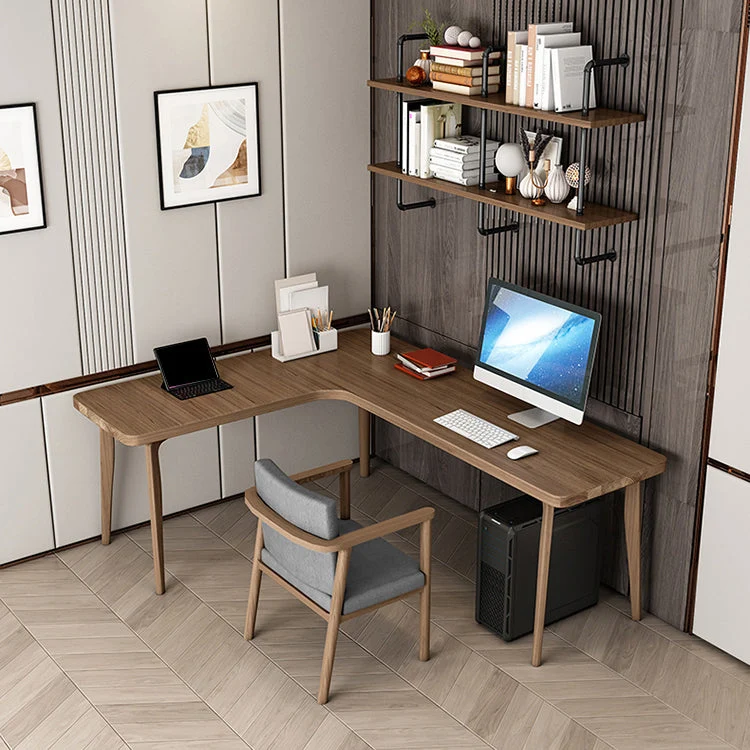 Bureau simple en forme de L, bureau de 29,6 pouces de hauteur pour chambre à coucher et salon Clearhalo