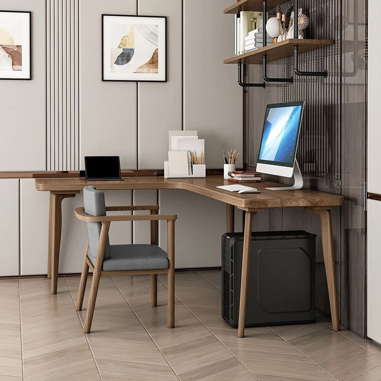 Bureau simple en forme de L, bureau de 29,6 pouces de hauteur pour chambre à coucher et salon Clearhalo