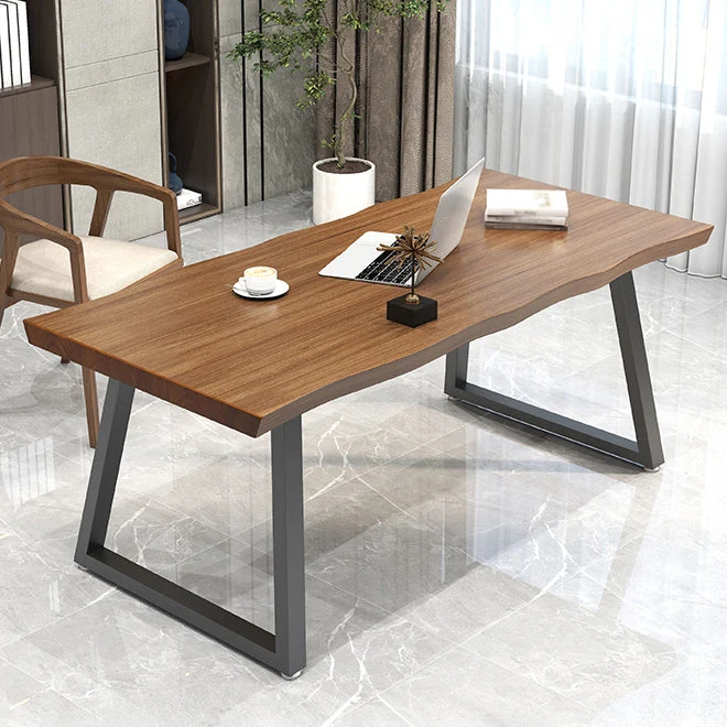 Bureau de style contemporain Bureau en bois massif marron pour réunion Clearhalo