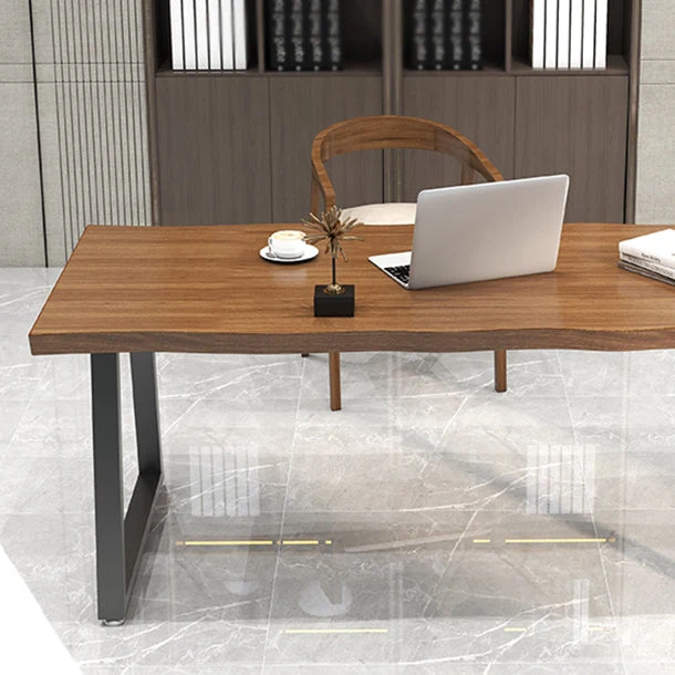 Bureau de style contemporain Bureau en bois massif marron pour réunion Clearhalo