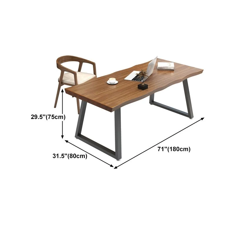 Bureau de style contemporain Bureau en bois massif marron pour réunion Clearhalo