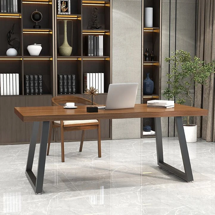 Bureau de style contemporain Bureau en bois massif marron pour réunion Clearhalo